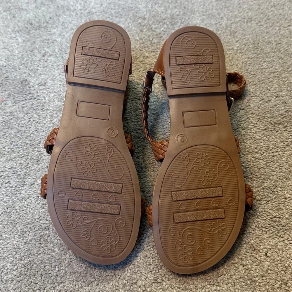 Sonoma Brown Braided Gladiator Zipper Back Sandals Size 2